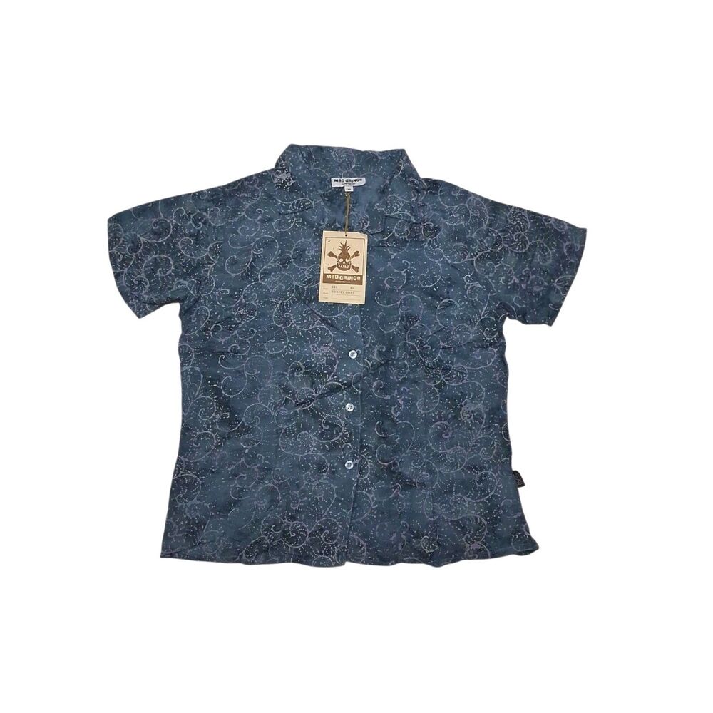 Mad Gringo Women's XS Hawaiian Shirt NEW WITH TAGS Button Up Blue